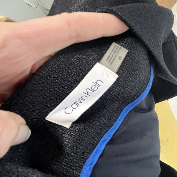 Calvin Klein Black Pencil Skirt Size 12 Knee Length Straight Career Crest Button - Picture 7 of 7